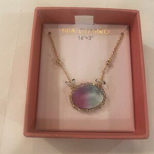 Mia Charro Purple Gradient Gemstone necklace gold chain 16" L
